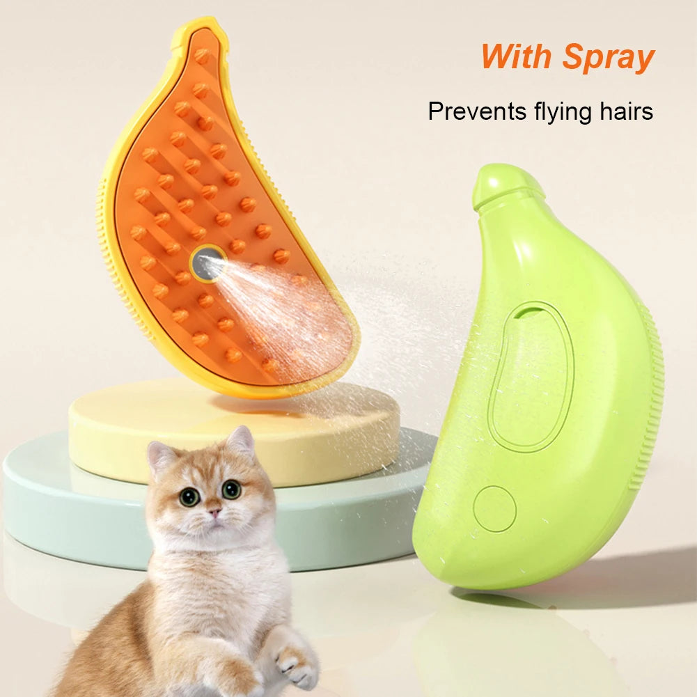 Cat Steamy Brush with Spray Port Cleaning Cat Brush Versatile Cat Dog Depilation Brush for Removing Tangled Loose Hair
