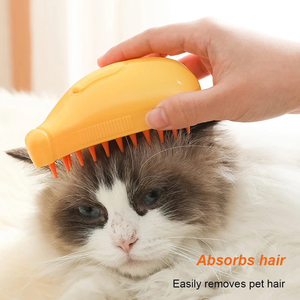 Cat Steamy Brush with Spray Port Cleaning Cat Brush Versatile Cat Dog Depilation Brush for Removing Tangled Loose Hair